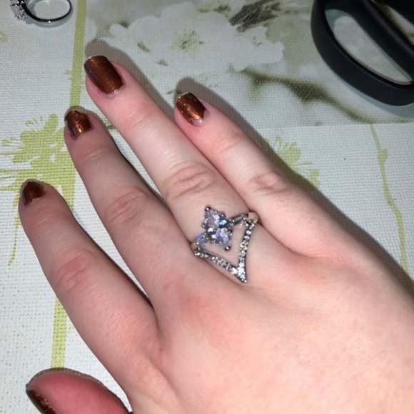 Amazing silver marquis ring engagement cocktail - Picture 5 of 5